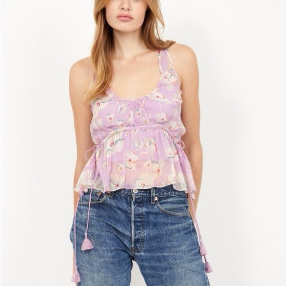 NWT Joie Flo Silk Sleeveless Top Lavender Mist Purple Sz M